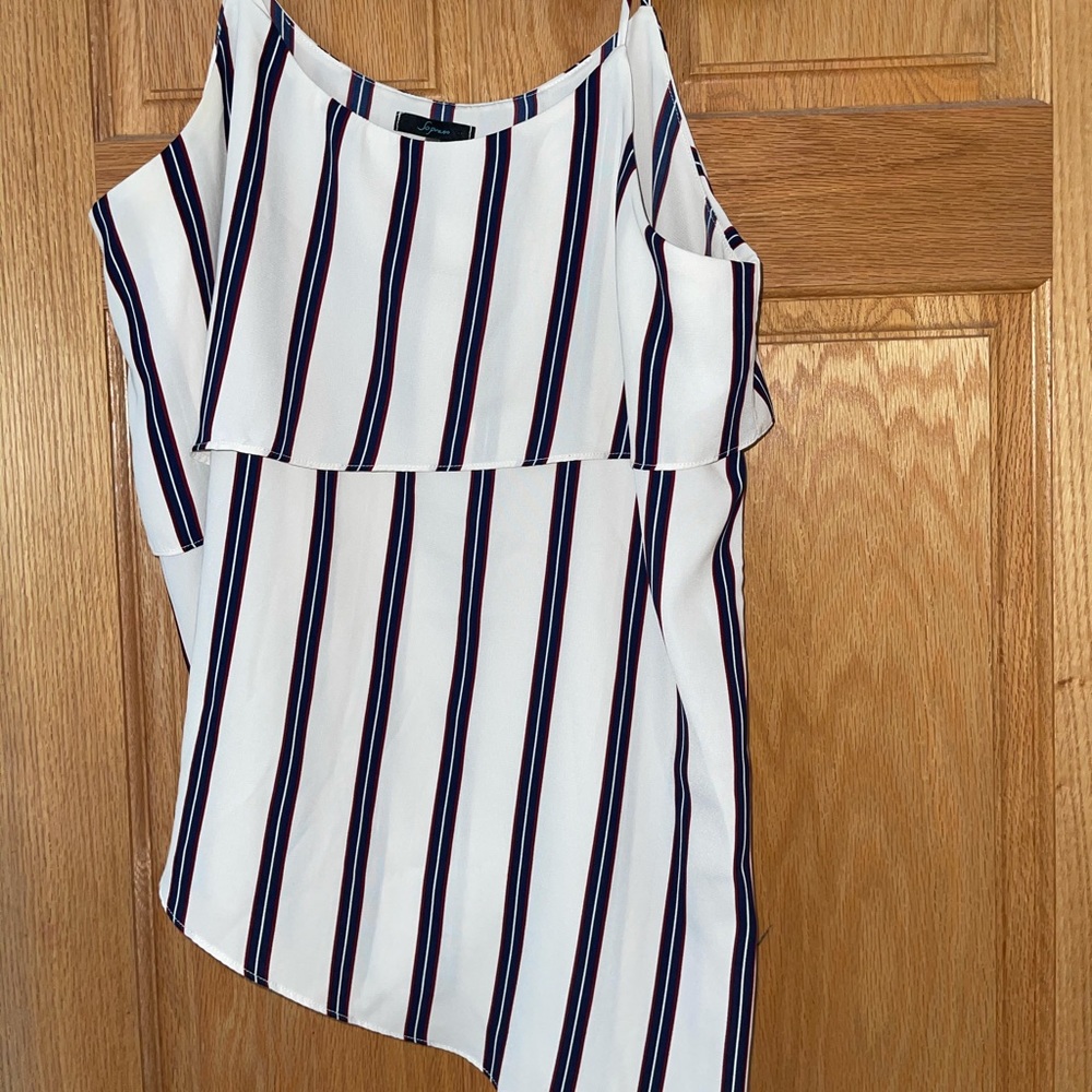 Cute red, white, navy blue blouse